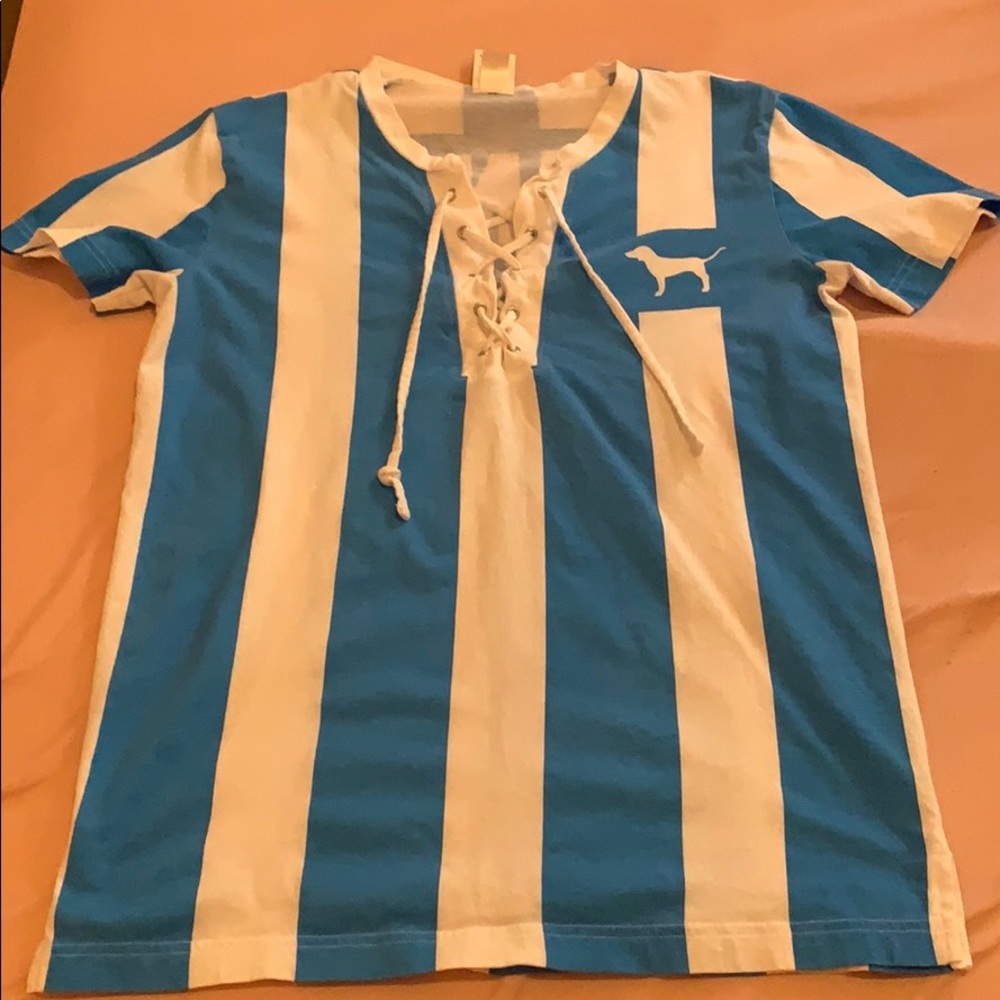 Blue and white pink shirt